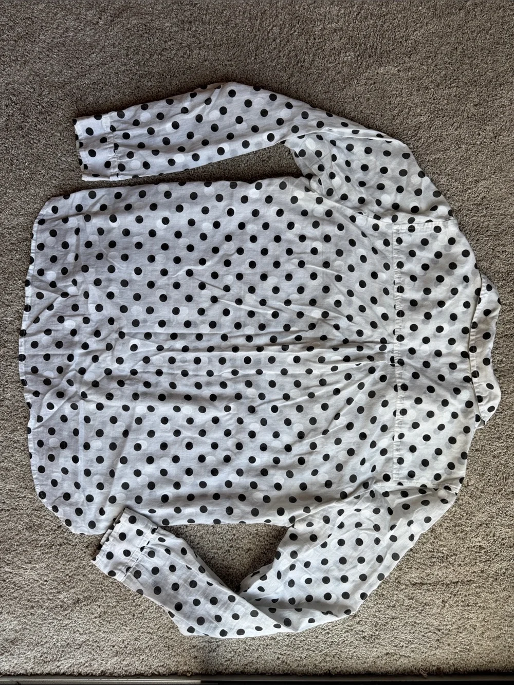 J. Crew White Button-Front Shirt with Black Polka Dots
